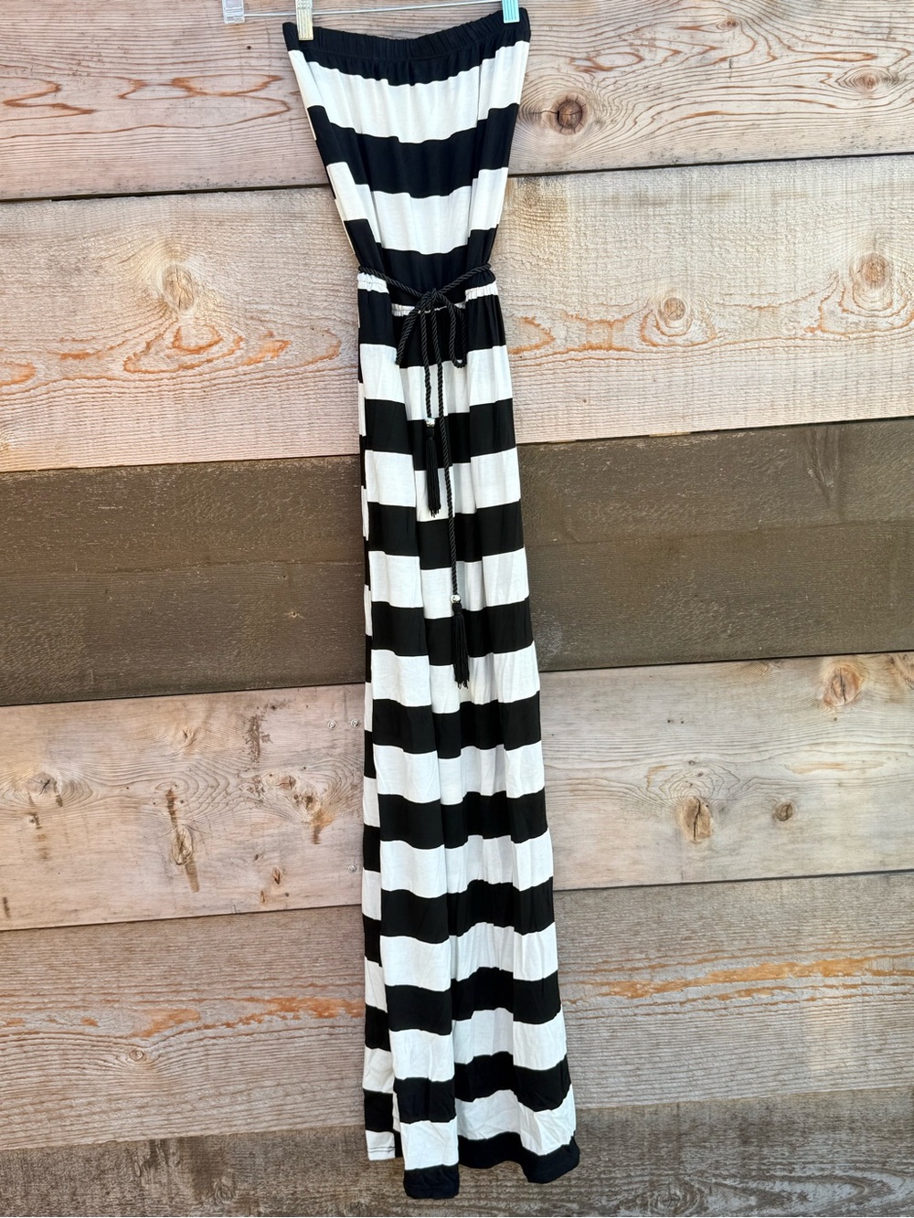 NWOT Black and White Striped Maxi Dress